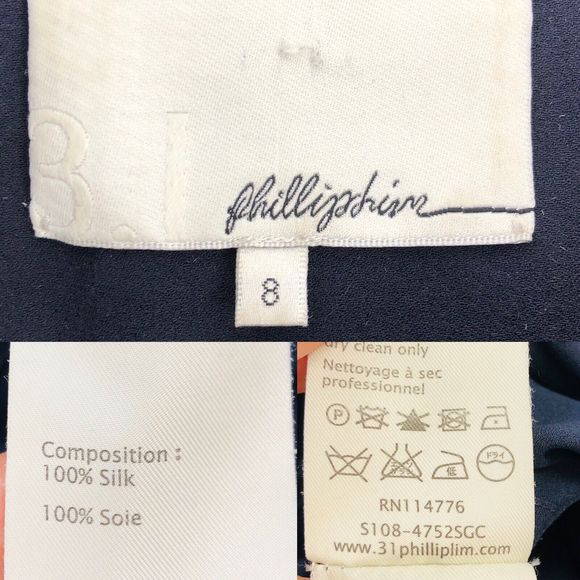 3.1 PHILLIP LIM Navy Blue Silk Short Sleeve Mini Dress US8 Medium - Picture 4 of 9